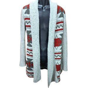 Cupcakes & Cashmere Womens Sweater Tribal Pattern Open Front Cardigan Small